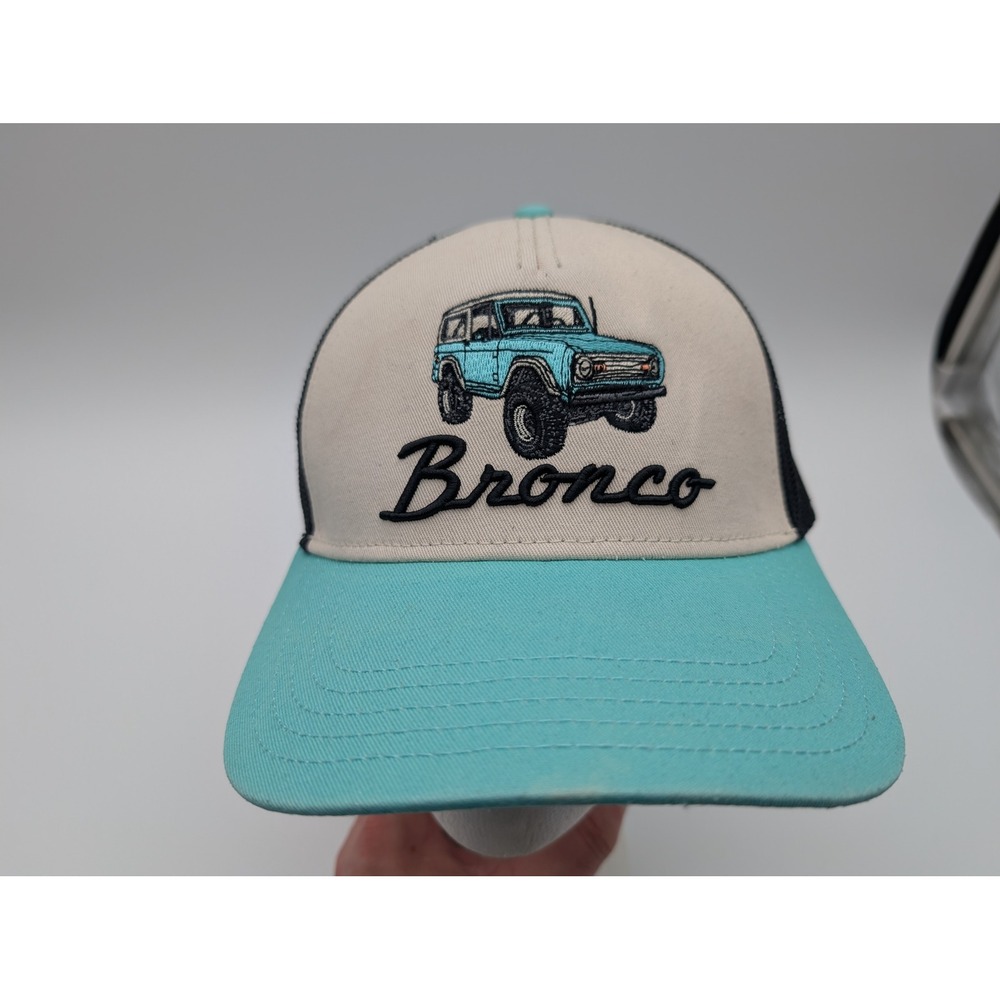 American Needle Ford Bronco Trucker Hat Teal Black Mesh Snapback Cap